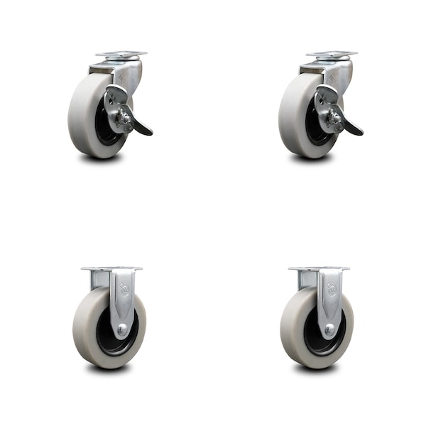 Service Caster 3 Inch Thermoplastic Wheel Top Plate Caster Set with 2 Brakes 2 Rigid SCC SCC-05S310-TPRS-SLB-2-R-2 - main